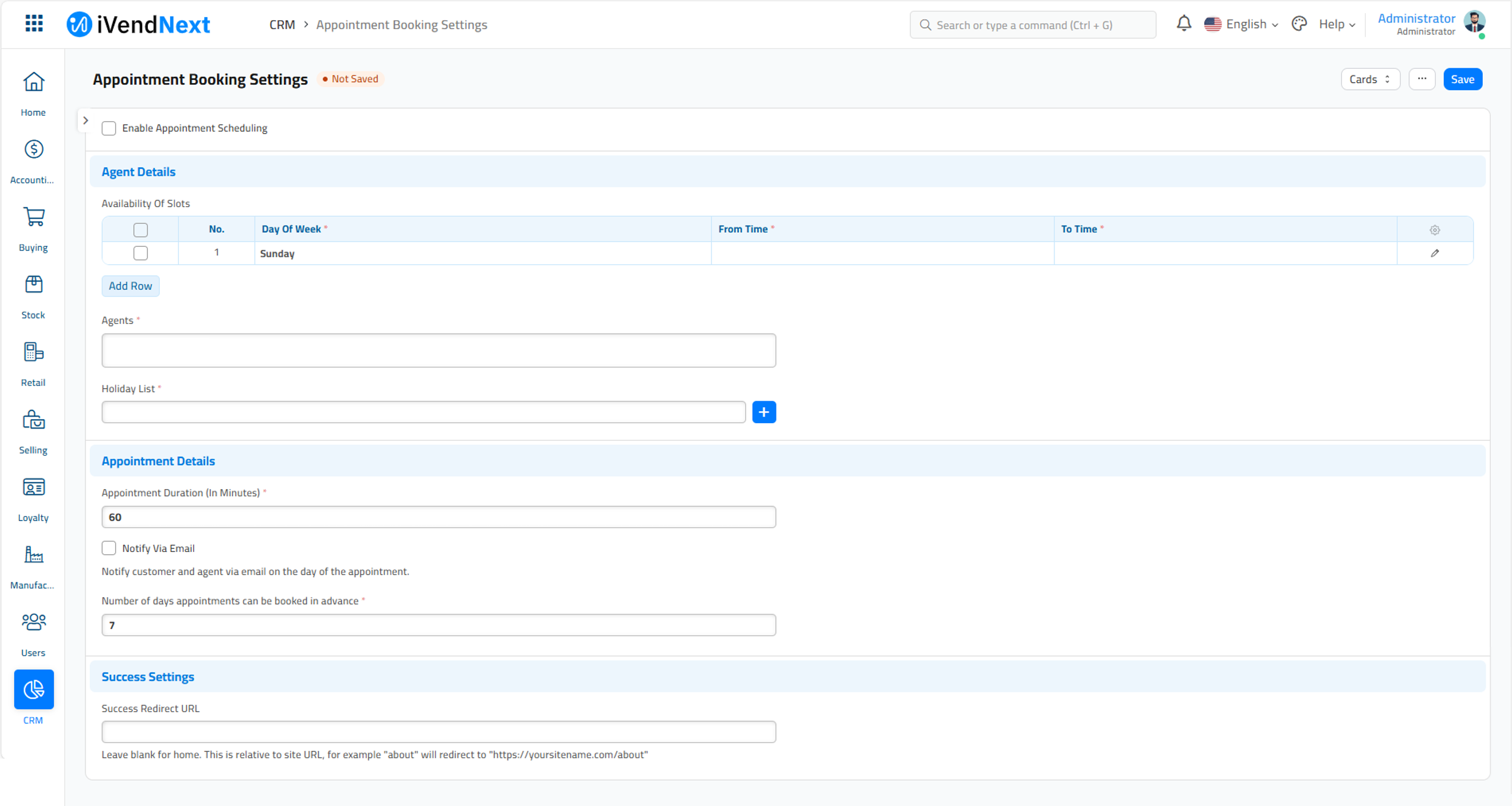 Appointment Booking Settings